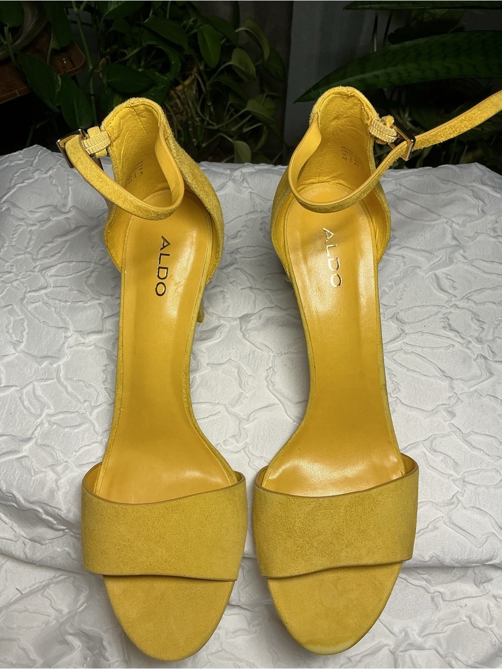 ALDO Yellow Suede Ankle-Strap Heels